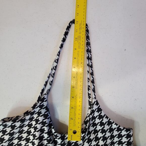 Black & White Houndstooth Stretch Overall Suspender Pants Shein Women's 6 M 2554 - Picture 6 of 12